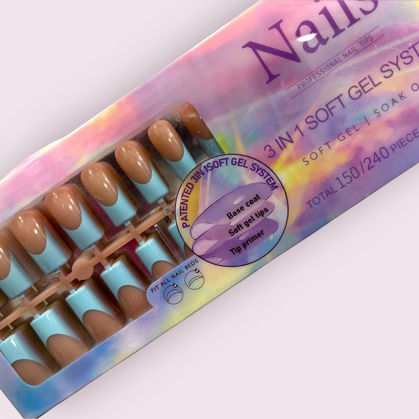 3 in 1 soft gel system press on nails(150 pieces)