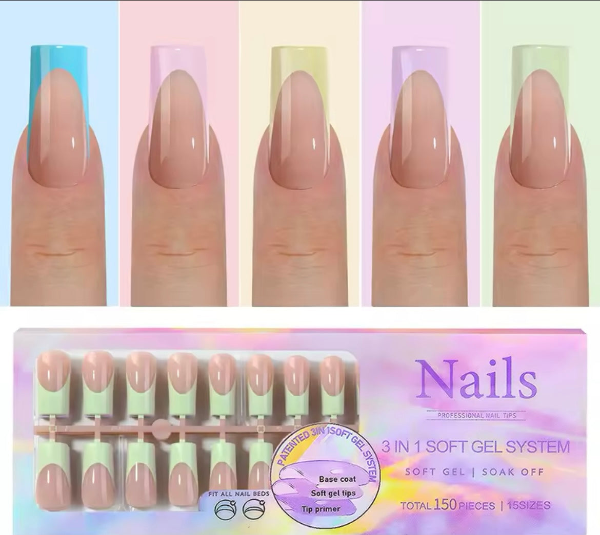 3 in 1 soft gel system press on nails(150 pieces)