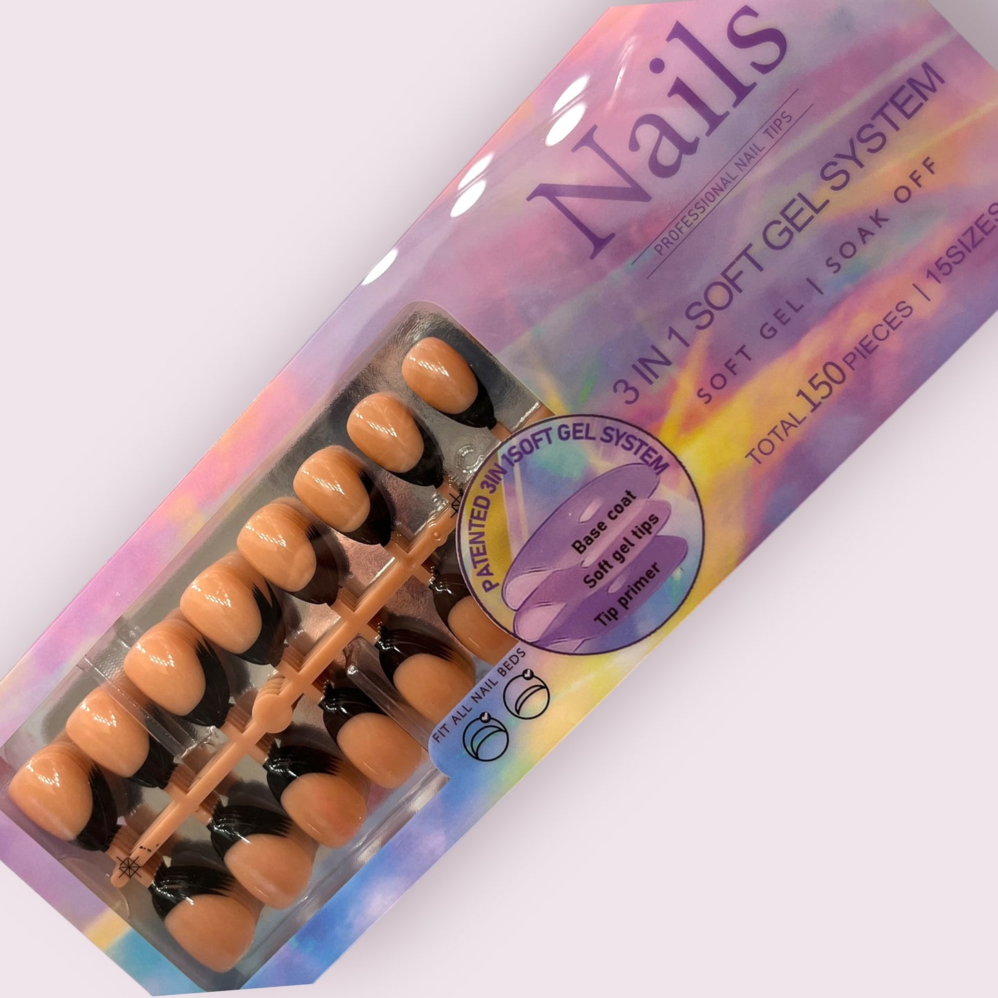 3 in 1 soft gel system press on nails(150 pieces) short/medium length almond