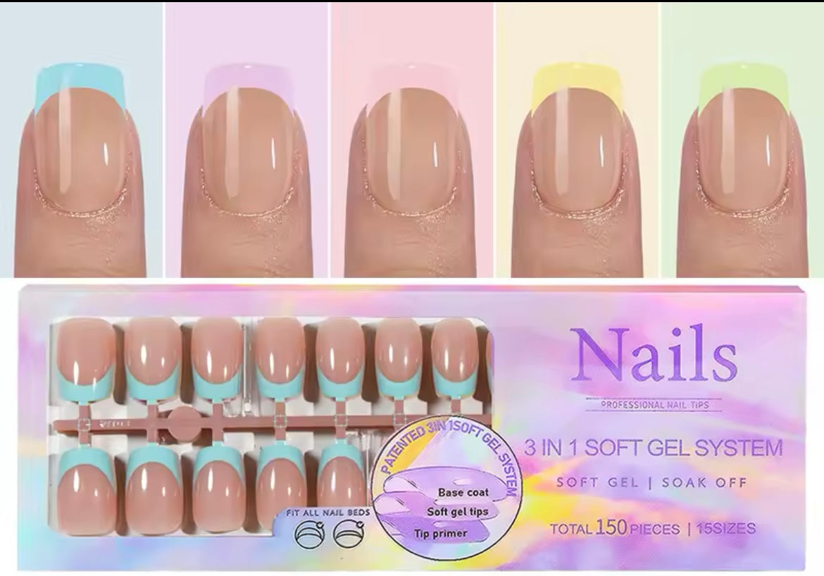 3 in 1 soft gel system press on nails(150 pieces)
