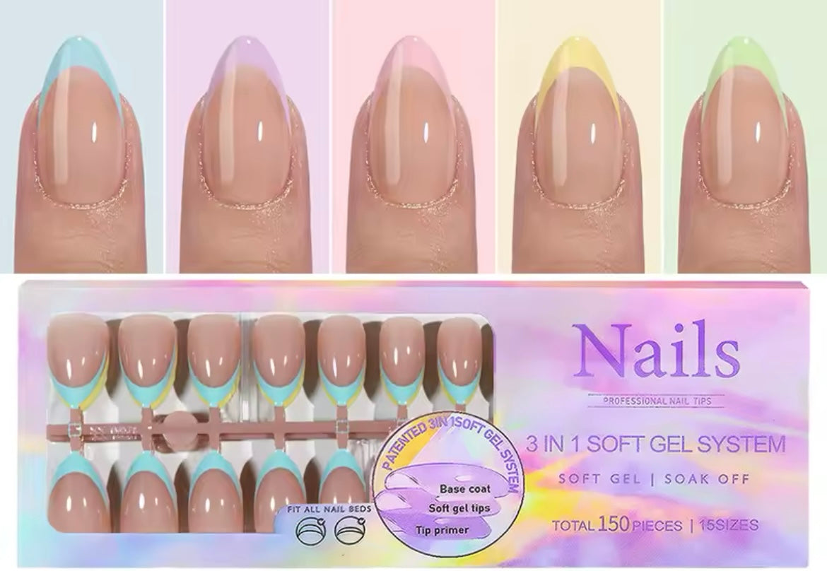 3 in 1 soft gel system press on nails(150 pieces)