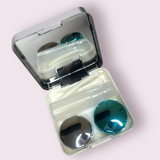 Silver/Blue Contact Lense Case with Mirror