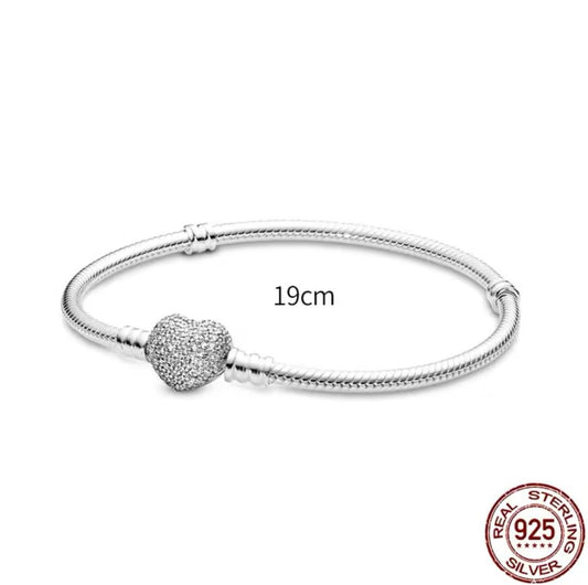 925 Silver heart bracelet ( size 19 cm )