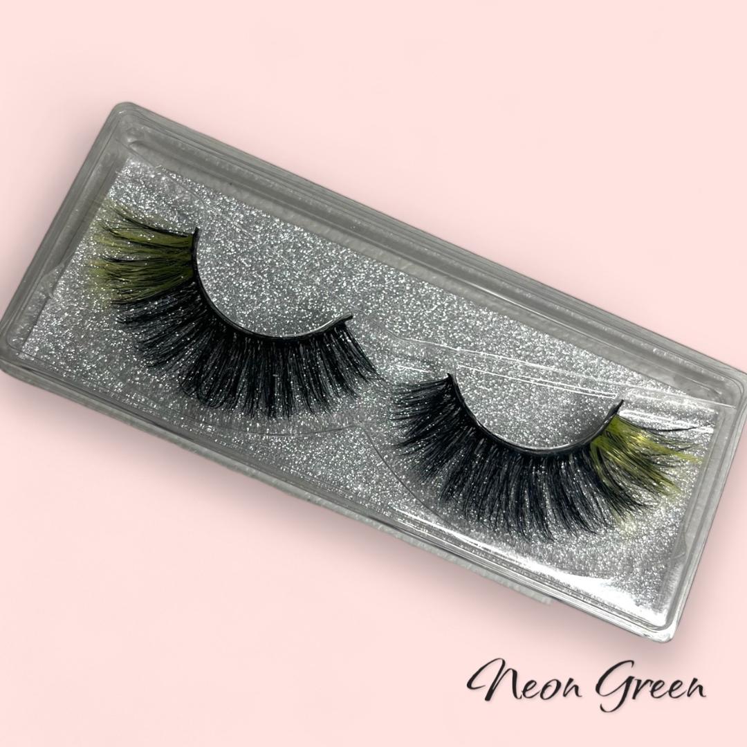Neon Green tip Colored Mink Lashes