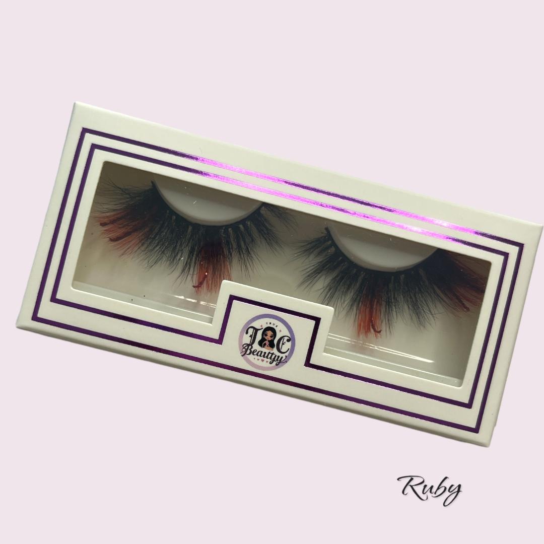 Ruby Glitter & Colored MInk Lashes 5D