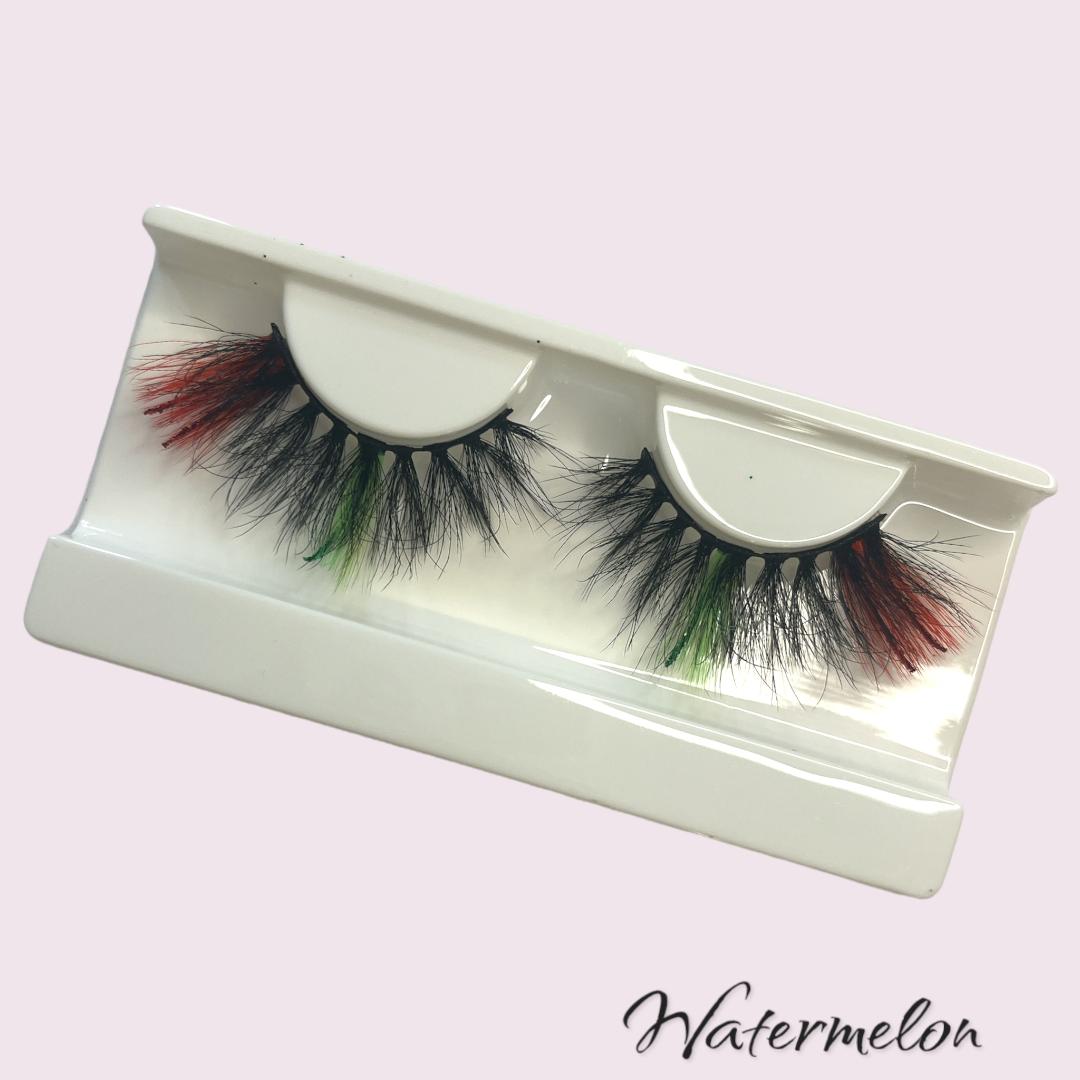 Watermelon Glitter & Colored Mink Lashes 5D